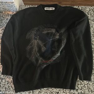 BANGOULUO is the brand. It’s a thick, heavy, black sweater, Size XL